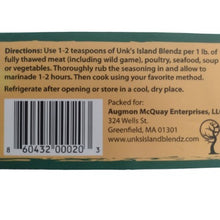 Load image into Gallery viewer, Unk's Island Blendz Jerk Seasoning/Hot (11.5 oz) - directions